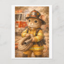 Recherche de pompier vintage cartes postales Feu