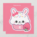 Recherche de lapin kawaii invitations Rose
