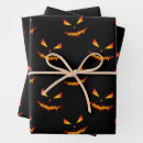 Recherche de visage citrouille halloween papier cadeau Orange