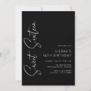 Recherche de cool 16ans anniversaire invitations Noir et blanc