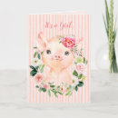 Recherche de porc rose vœux cartes Fille