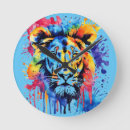 Recherche de lion coloré horloges Aquarelle