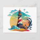 Recherche de phare rouge cartes postales Vagues