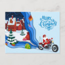 Recherche de humour du père noël cartes postales Motocyclette