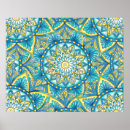 Recherche de mandala floral posters Turquoise