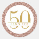 Recherche de anniversaire 50 autocollants Rose et or