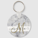 Recherche de marbre noir et blanc porteclés Monogramme