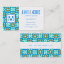 Recherche de motif ethnique cartes visite Bleu