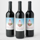 Recherche de santa bouteilles vin étiquettes Chapeau de santa rouge