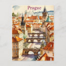 Recherche de république tchèque vintage cartes postales Aquarelle