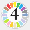 Recherche de numéro 4 autocollants Coloré