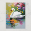 Recherche de peinture de cygne cartes postales Réflexion