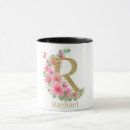 Recherche de lettre r tasses Monogramme floral