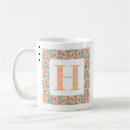 Recherche de pêche et blanc tasses Monogramme