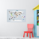 Recherche de carte du monde des enfants posters Animaux