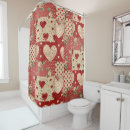 Recherche de motif rouge coeur rideaux douche Chic