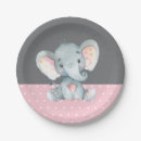 Recherche de baby shower rose et gris assiettes en papier C'est une fille