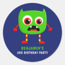 Recherche de monstre vert autocollants Anniversaire