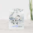 Recherche de oiseaux dans la neige vœux cartes Poule