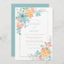 Recherche de bleu orange mariage invitations Botanique