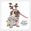 Recherche de carlin de noël autocollants Rouge