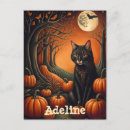 Recherche de pleine lune chat cartes postales Magique