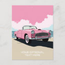 Recherche de voiture rose cartes postales Vintage