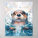 Recherche de loutre mignonne posters Aquarelle