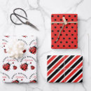 Recherche de coccinelles rouges papier cadeau Rayures