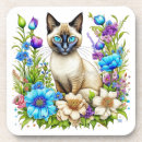 Recherche de chat siamois dessous de verres Yeux bleus