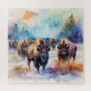Recherche de bison puzzles Aquarelle