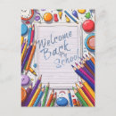 Recherche de crayons colorés cartes postales Retour à l'école