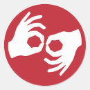 Recherche de langue signes autocollants Main