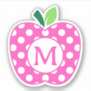 Recherche de pois vert et blanc autocollants Monogramme