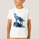 Recherche de loup géométrique tshirts Bleu