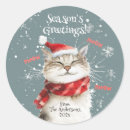 Recherche de noël chat autocollants Drôle