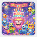 Recherche de monstres colorés autocollants Anniversaire