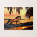 Recherche de cheval de course puzzles Coucher de soleil