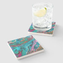 Recherche de peinture abstraite dessous de verres Turquoise