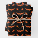 Recherche de visage citrouille halloween papier cadeau Orange