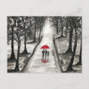 Recherche de parapluie rouge cartes postales Vintage