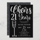 Recherche de champagne 21ans anniversaire invitations Noir et blanc