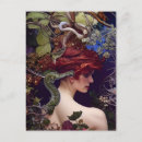 Recherche de femme dans le jardin cartes postales Dame