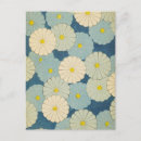 Recherche de japonais floral cartes postales Bleu