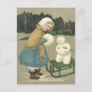 Recherche de bonhomme neige fille cartes postales Traîneau