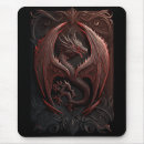 Recherche de dragon noir tapis souris Rouge