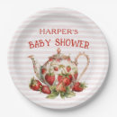 Recherche de fraise assiettes Baby shower fille