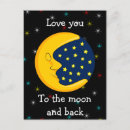 Recherche de lune et étoiles cartes postales Jaune