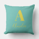 Recherche de jaune et turquoise coussins Monogramme