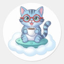 Recherche de mignon de chat autocollants Café